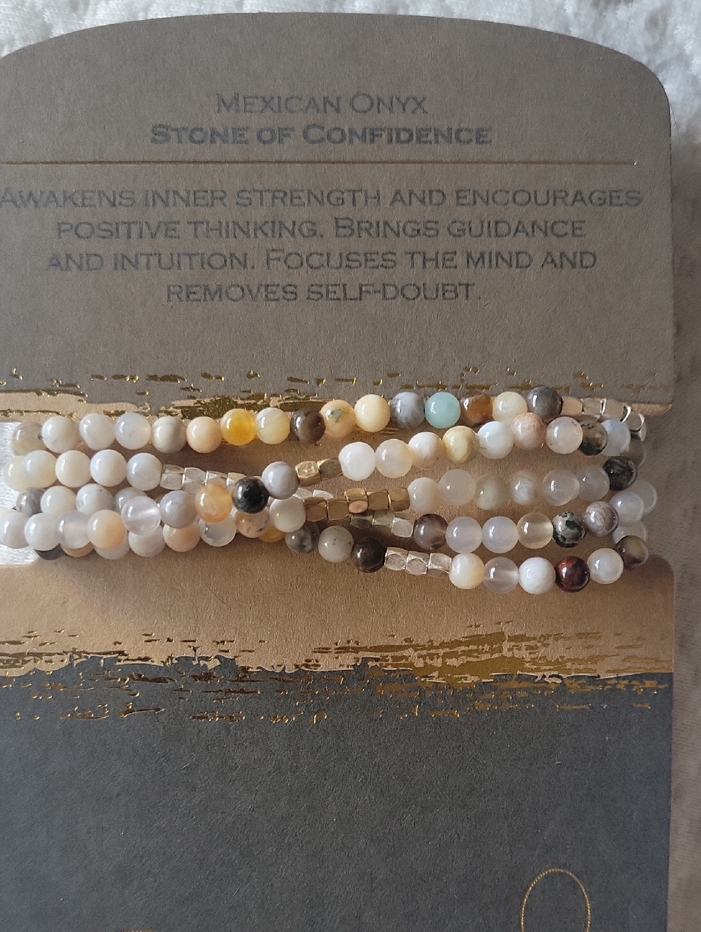 Multi-Bead Stretch Bracelet Or Necklace Neutral Tones - Picture 2 of 10